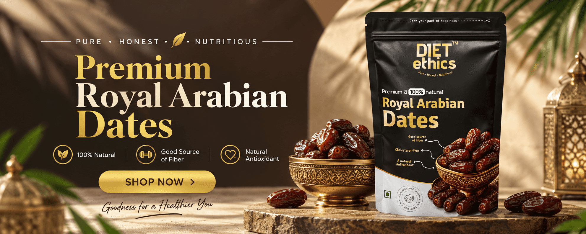 Diet Ethics Royal Arabian Dates 400g – Natural energy dates rich in iron and micronutrients