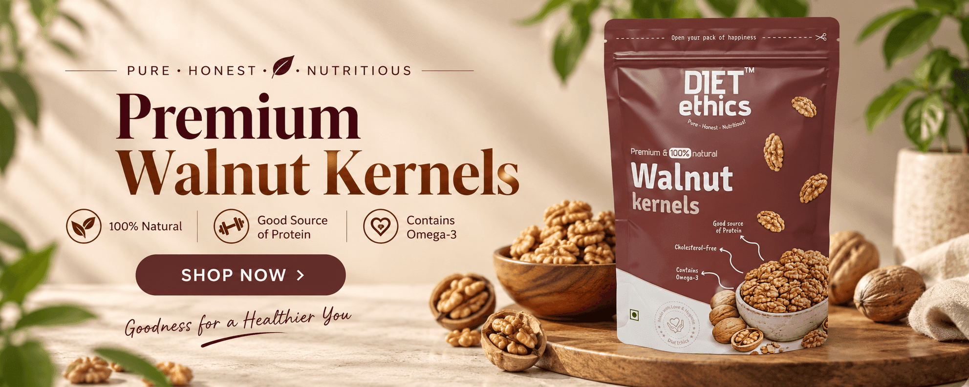 Diet Ethics Chilean Walnut Kernels 300g – Omega-3 antioxidant brain food