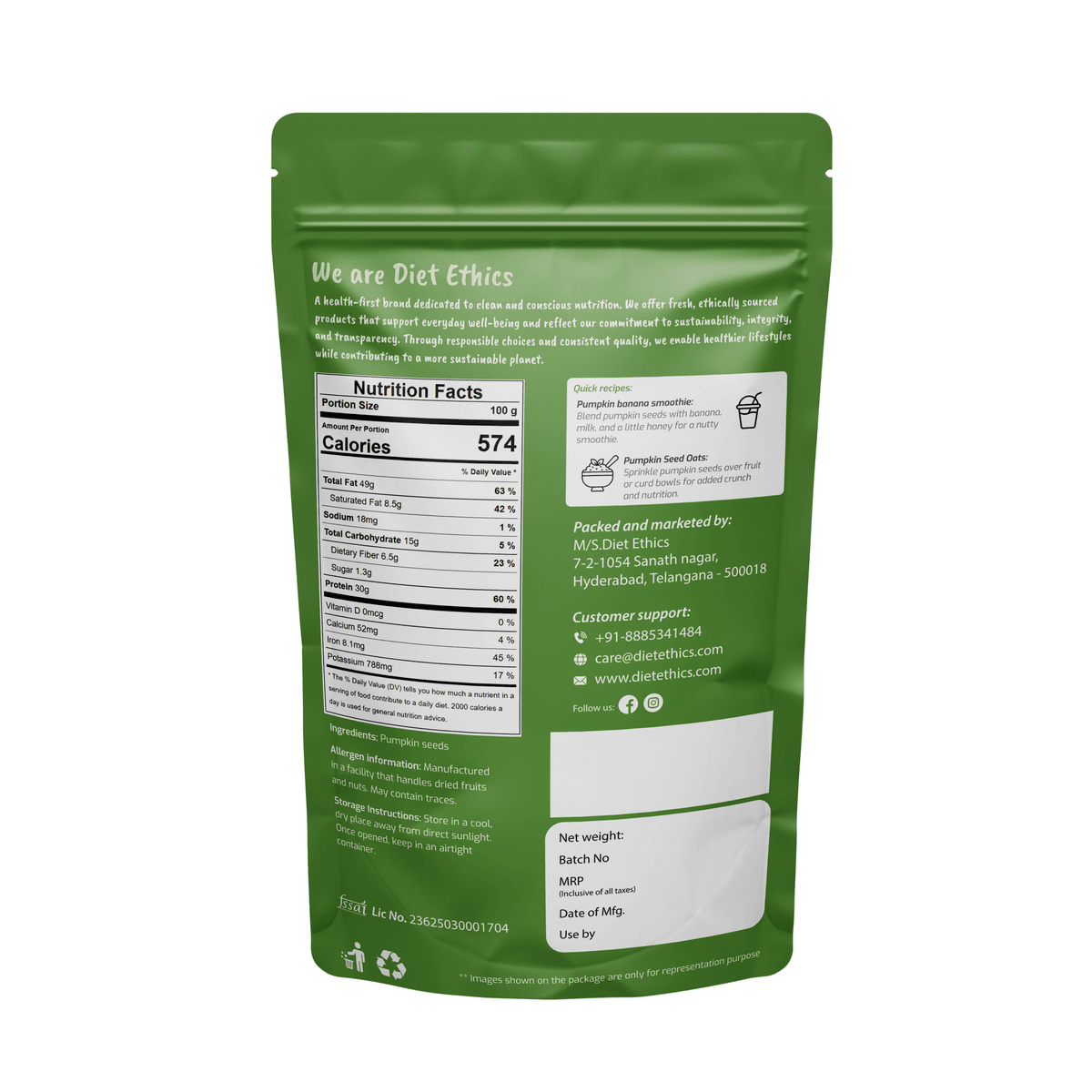 Raw pumpkin seeds showing premium quality and color