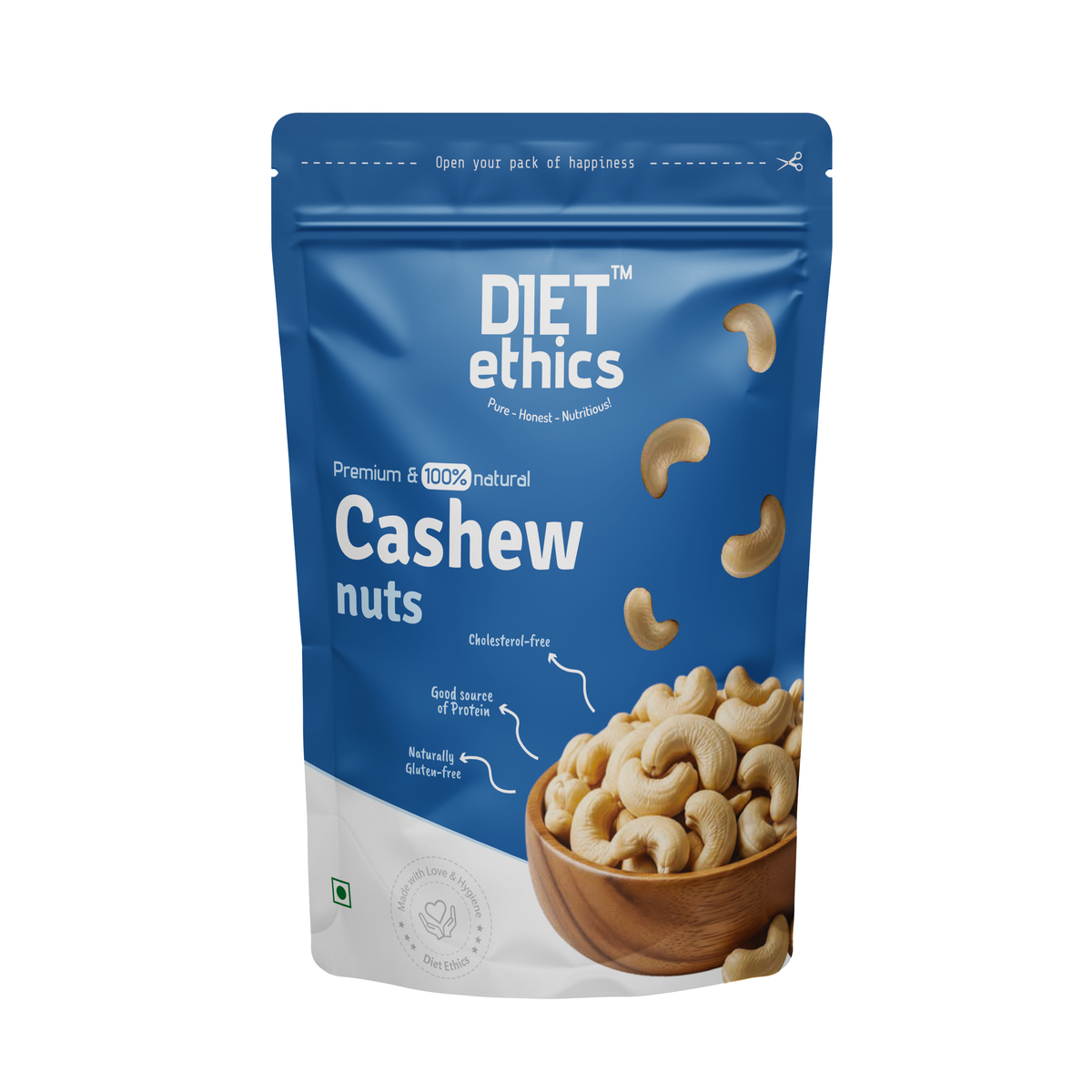 Whole Cashew nuts premium product pack