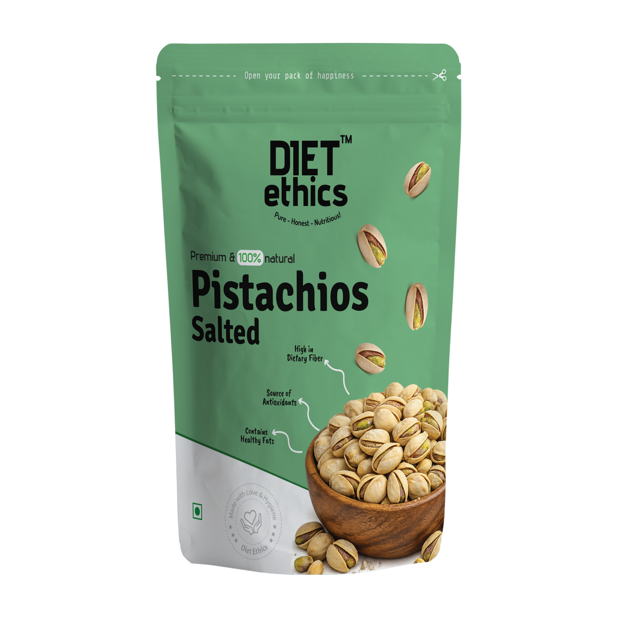 Diet Ethics American Pistachios Salted 250g – Premium roasted antioxidant-rich nuts